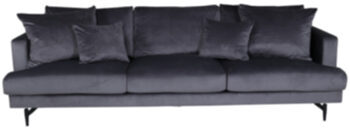 Grosses 3-Sitzer Sofa „Sofia“ Grau Samt 255 cm