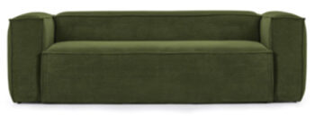 2 seater design sofa "Klocks" 210 cm - dark green corduroy