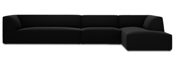 5-Sitzer Ecksofa „Sao“ 366 x 180 cm, mit Samtbezug - Schwarz