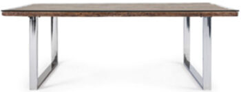 Dining table "Stanton" in recycled teak & stainless steel with glass top 220 x 100 cm