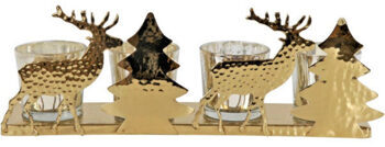 Teelichthalter „Golden Deer“ 31 x 11 cm