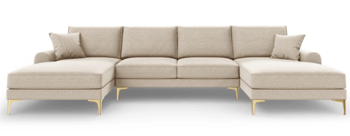 Panorama U-Form Sofa „Madara“ mit Strukturstoff - Beige