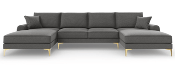 Panorama U-Form Sofa „Madara“ mit Strukturstoff - Dunkelgrau