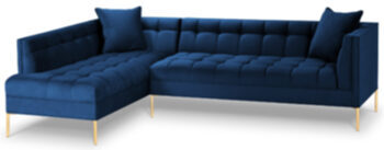 Large design corner sofa "Karoo" velvet - royal blue