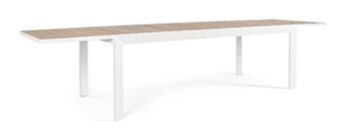 Huge, extendable garden table "Belmar" 220-340 x 100 cm - white/natural