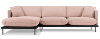 Canapé d'angle design "Auguste" recouvert de velours - Rose