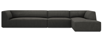 5 seater corner sofa "Sao" 366 x 180 cm, with corduroy cover - dark gray