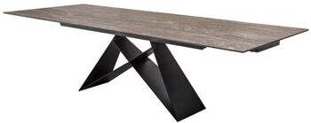 Extendable designer dining table "Prometheus" ceramic 180-220-260 x 100 cm - rust look