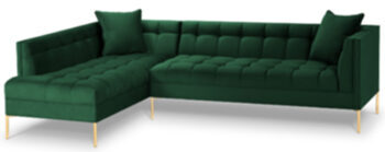 Grosses Design-Ecksofa „Karoo“ Samt - Smaragdgrün