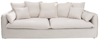 Large 3 seater linen sofa "Lord" with removable covers - Natural