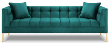 3 seater design sofa "Karoo" velvet - petrol