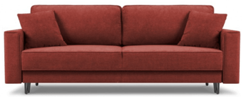 3 seater sofa "Dunas" with textured fabric dark red and sleep function