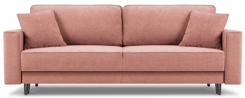 3 seater sofa "Dunas" with textured fabric pink and sleep function