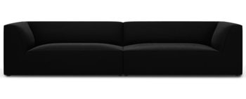 4-Sitzer Design-Sofa „Sao“ 302 x 93 cm, mit Samtbezug - Schwarz