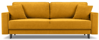 3 seater sofa "Dunas" with textured fabric mustard yellow and sleep function