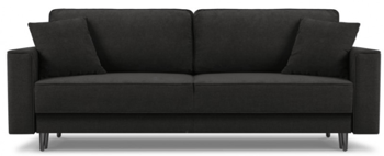 3 seater sofa "Dunas" with textured fabric black and sleep function
