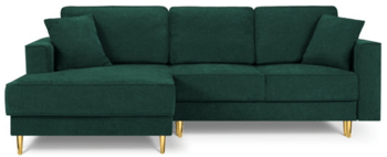 Design-Ecksofa „Dunas“ mit Strukturstoff Smaragdgrün und Schlaffunktion