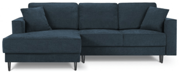 Design corner sofa "Dunas" with textured fabric dark blue and sleep function