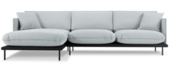 Design corner sofa "Auguste" with velvet cover - light gray