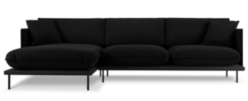 Canapé d'angle design "Auguste" recouvert de velours - Noir