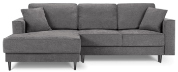 Design corner sofa "Dunas" with textured fabric gray and sleep function