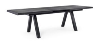 Extendable design outdoor ceramic dining table "Krion" 205-265 x 103 cm - anthracite JX55