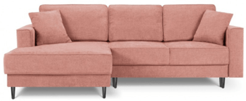 Design corner sofa "Dunas" with textured fabric pink and sleep function