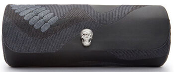 Sophisticated genuine leather watch roll "Memento Mori" for 3 wristwatches with additional jewelry capsule