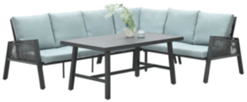 Grand ensemble de meubles de jardin "Brendon" 279.5 x 219.5 cm - Elément d'angle droit / Gris menthe