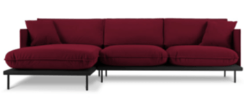Design corner sofa "Auguste" with velvet cover - dark red