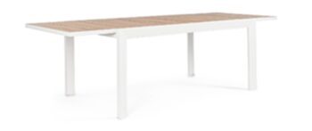 Extendable garden table "Belmar" 160-240 x 100 cm - white/natural