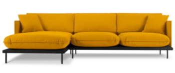 Canapé d'angle design "Auguste" recouvert de velours - jaune moutarde