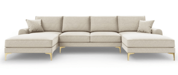 Panorama U-shaped sofa "Madara" with textured fabric - Light Beige