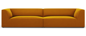 4-Sitzer Design-Sofa „Sao“ 302 x 93 cm, mit Samtbezug - Senfgelb