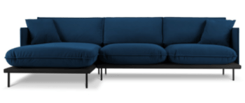 Canapé d'angle design "Auguste" recouvert de velours - Bleu roi