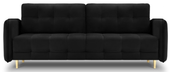 3-seater velvet sofa "Scaleta" with gold-colored feet and sleep function