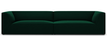 4-Sitzer Design-Sofa „Sao“ 302 x 93 cm, mit Samtbezug - Smaragdgrün