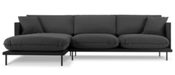 Design corner sofa "Auguste" with velvet cover - dark gray
