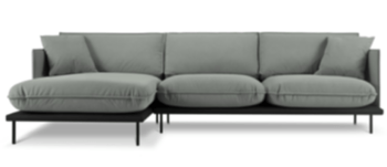 Design corner sofa "Auguste" with velvet cover - gray
