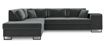 Large design corner sofa "York" with sleep function - dark gray