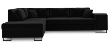 Large design corner sofa "York" with sleep function - Black
