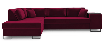 Large design corner sofa "York" with sleep function - Red