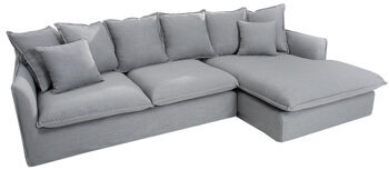 Large linen corner sofa "Lord" with removable covers - Gray