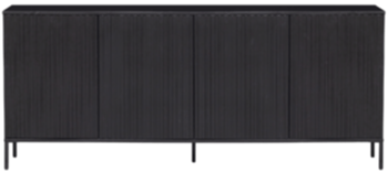 Solid sustainable sideboard "New Lewison" 200 x 85 cm, 4 doors - Black