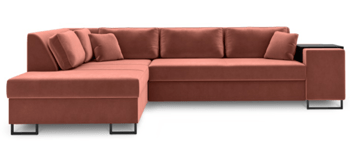 Large design corner sofa "York" with sleep function - Pink