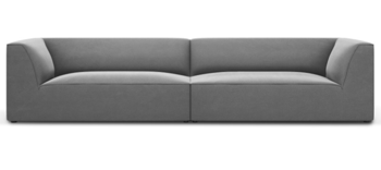 4-Sitzer Design-Sofa „Sao“ 302 x 93 cm, mit Samtbezug - Hellgrau