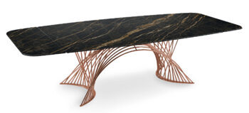 Extendable designer dining table "Latour" - Black Desire / Copper 180/260 x 110