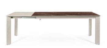 Extendable ceramic design dining table "Briva" 160 - 220 x 90 cm - taupe/marble look