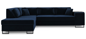 Large design corner sofa "York" with sleep function - royal blue