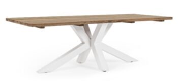 Rectangular indoor/outdoor table "Ramsay" 240 x 100 cm - white, made of recycled teak wood